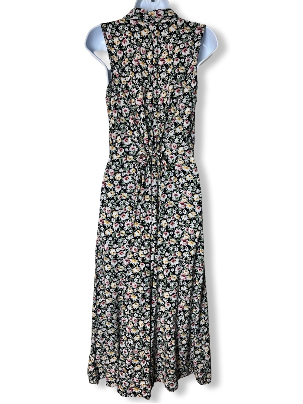 All That Jazz Vintage 90s Black Floral Button Front Maxi Dress Sz 13/14 - Picture 2 of 9